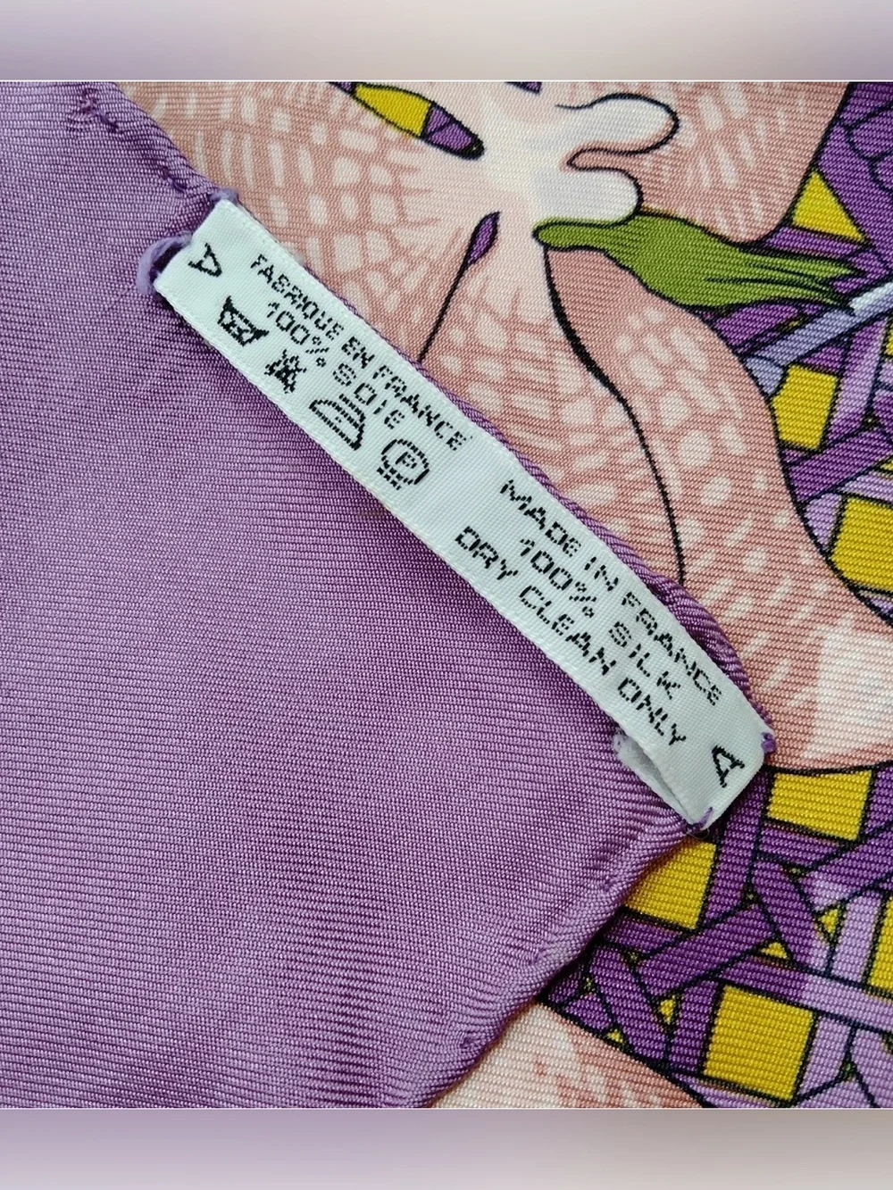 Hermès Lavender & Yellow Floral Silk Scarf
